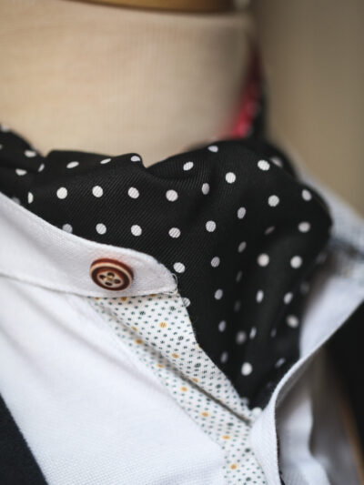 Traditional Silk Cravat - Black/White Dot
