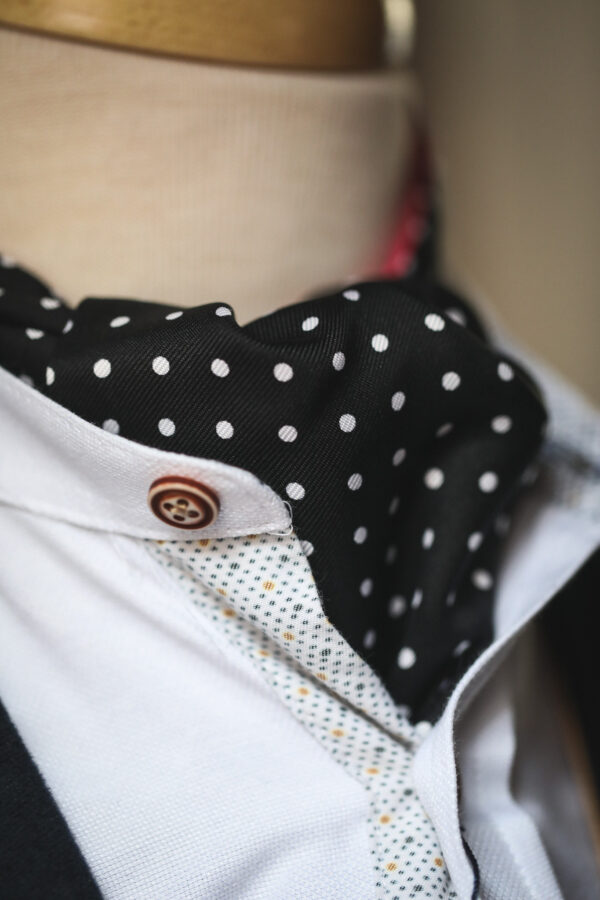 Traditional Silk Cravat - Black/White Dot