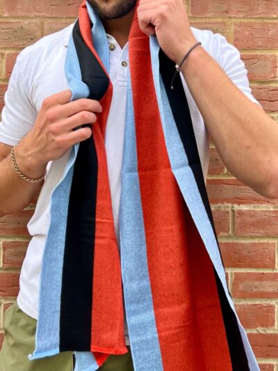 Swole Panda Bamboo Scarf - Orange & Blue Stripe