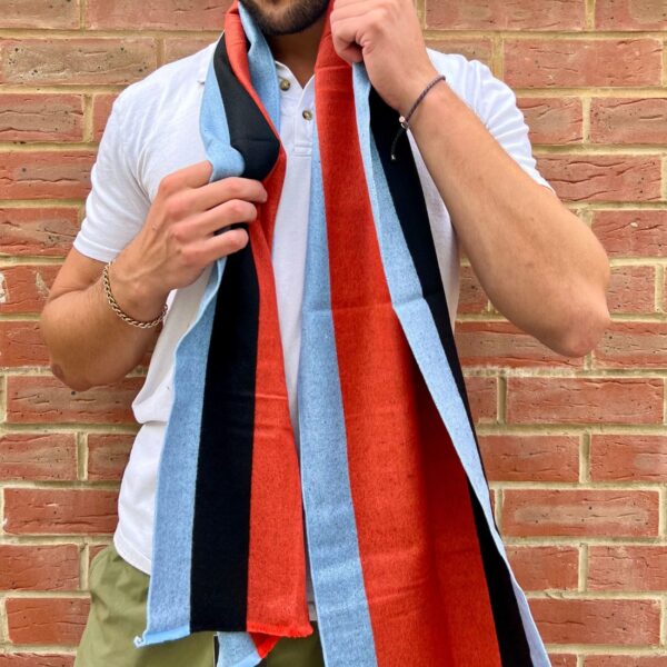 Swole Panda Bamboo Scarf - Orange & Blue Stripe