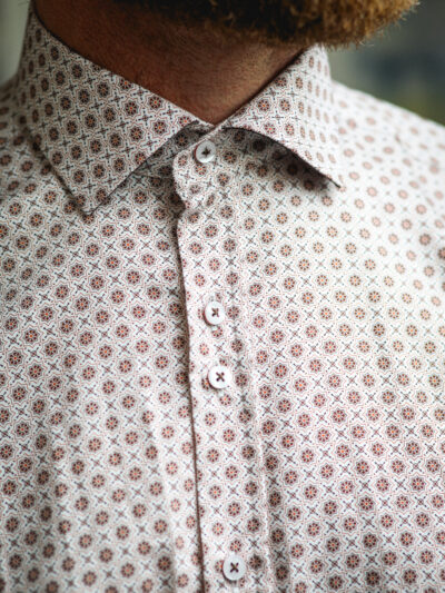 Guide London Shirt - White/Plum Patterned
