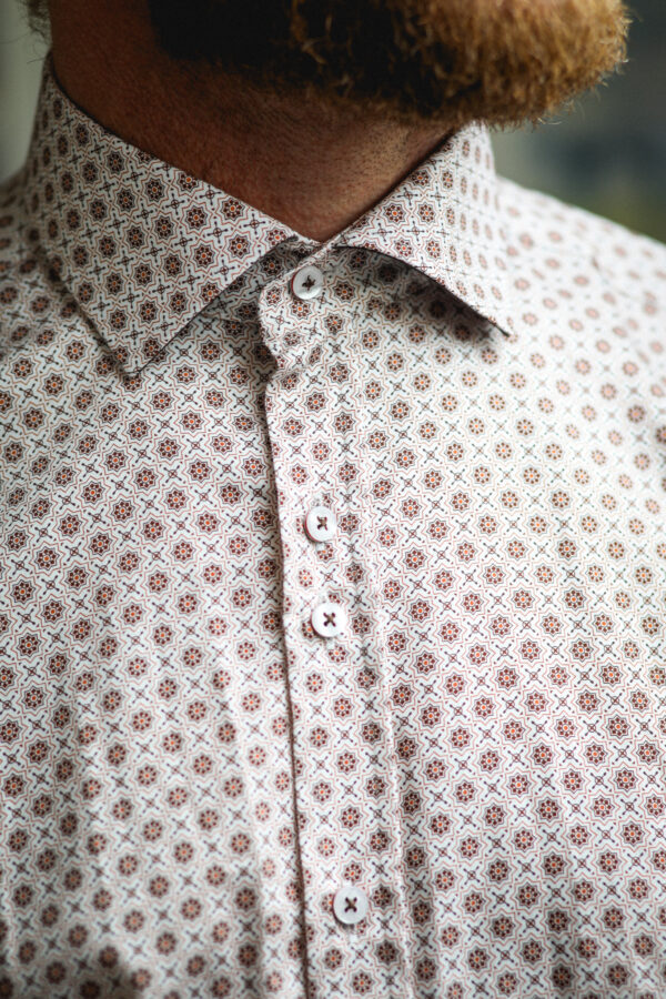 Guide London Shirt - White/Plum Patterned