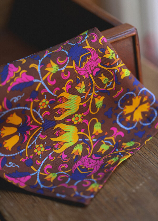 English Printed Silk Bow Tie - Psychedelic Brown - Image 3
