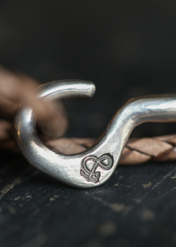 Anchor & Crew - Taupe Leather & Silver Hook Bracelet - Image 3