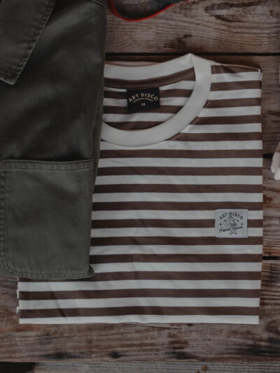 ART DISCO - 'The Rover' Striped T-Shirt - Mocha/Ecru