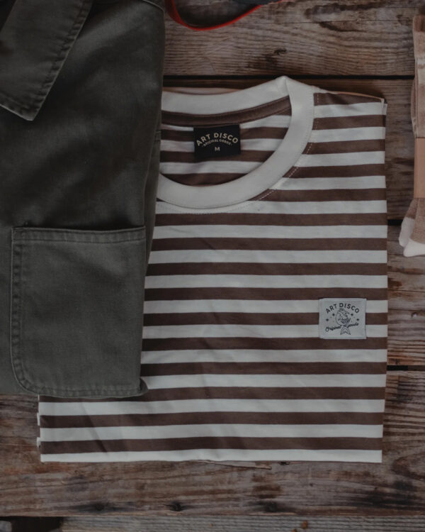 ART DISCO - 'The Rover' Striped T-Shirt - Mocha/Ecru