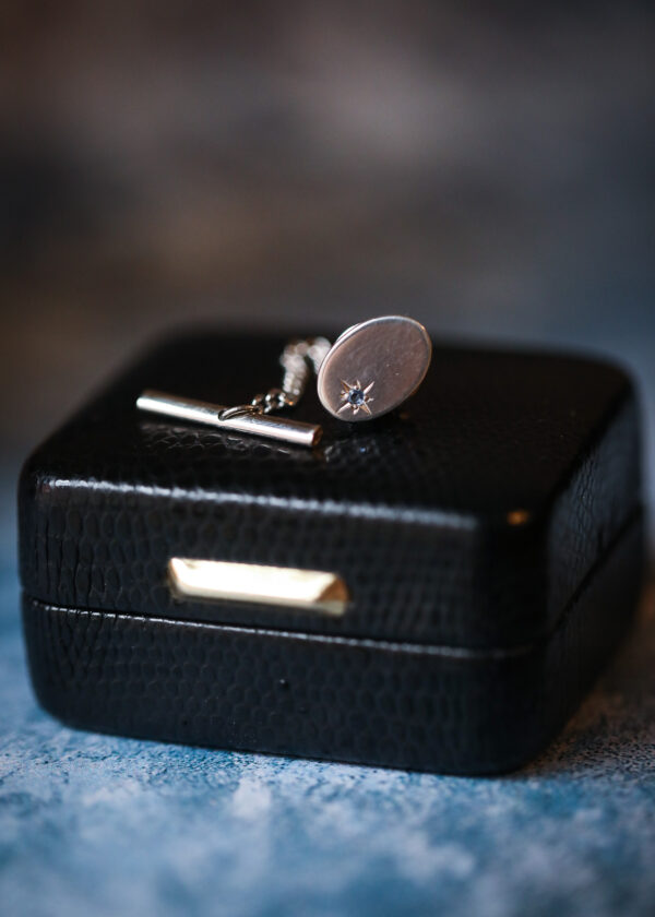 Sterling Silver Tie Tac with Sapphire - Image 2