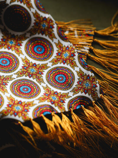 Tootal Silk Scarf - Gold Circles