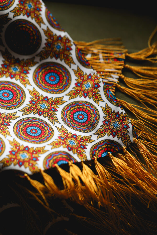 Tootal Silk Scarf - Gold Circles