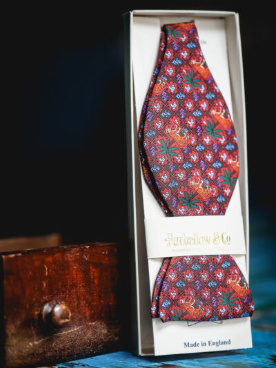 Self-Tie Silk Bow Tie - Tiger Palms Dark