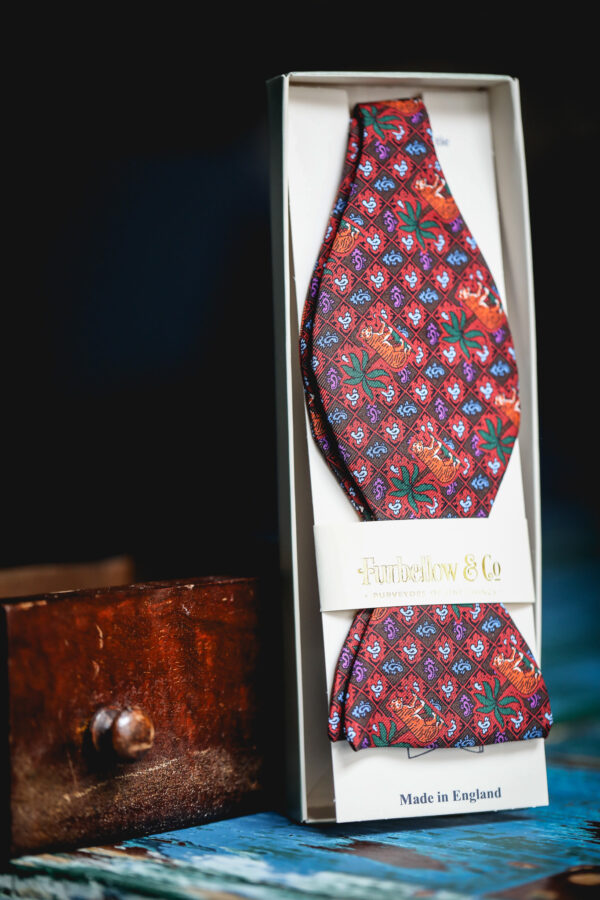 Self-Tie Silk Bow Tie - Tiger Palms Dark
