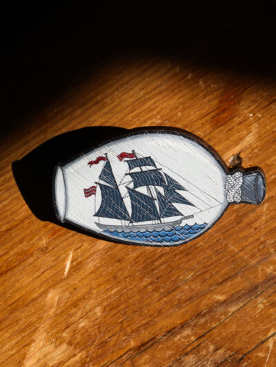 Su Owen Wooden Badge - Ship in Bottle