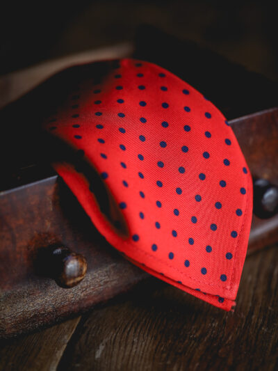 English Printed Silk Pocket Square - Red Polka