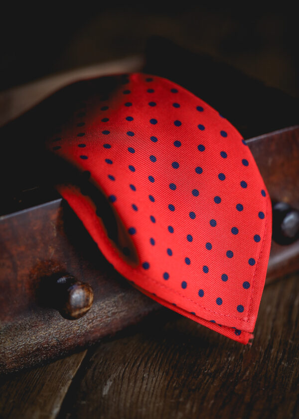 English Printed Silk Pocket Square - Red Polka