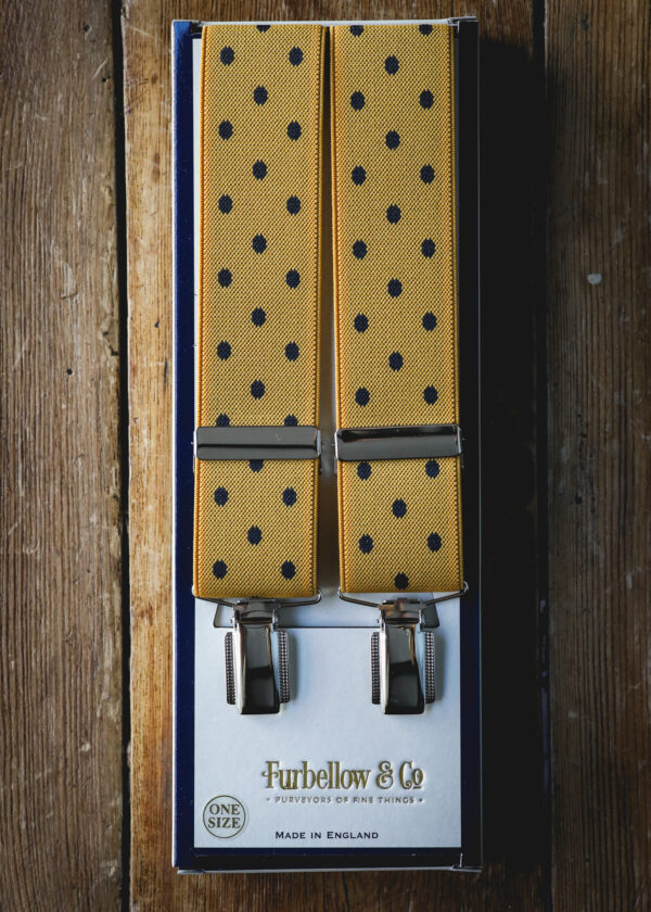 Feathered Clip Braces -35mm Burgundy/White Dots - Image 2