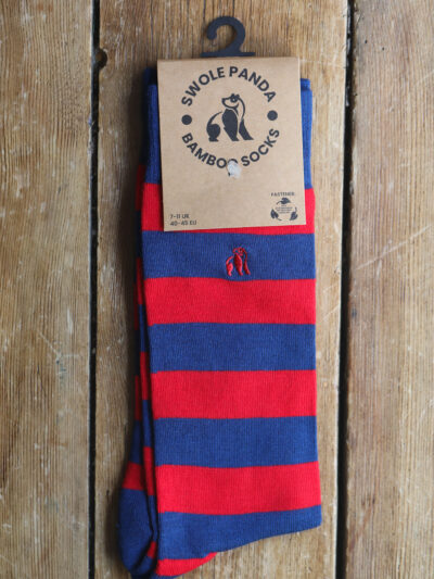 Swole Panda Bamboo Socks - Classic Red Striped