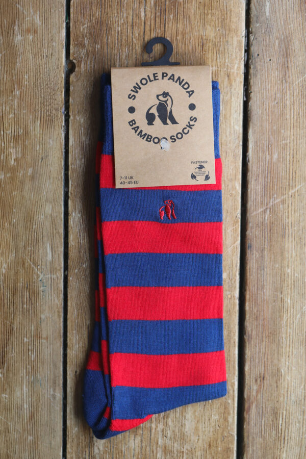 Swole Panda Bamboo Socks - Classic Red Striped