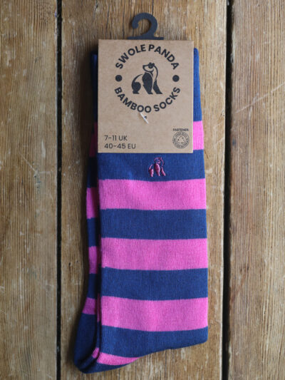 Swole Panda Bamboo Socks - Rich Pink Striped
