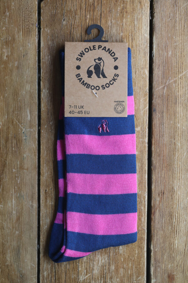 Swole Panda Bamboo Socks - Rich Pink Striped