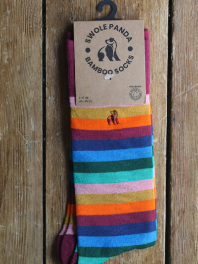 Swole Panda Bamboo Socks - Multi Fine Striped