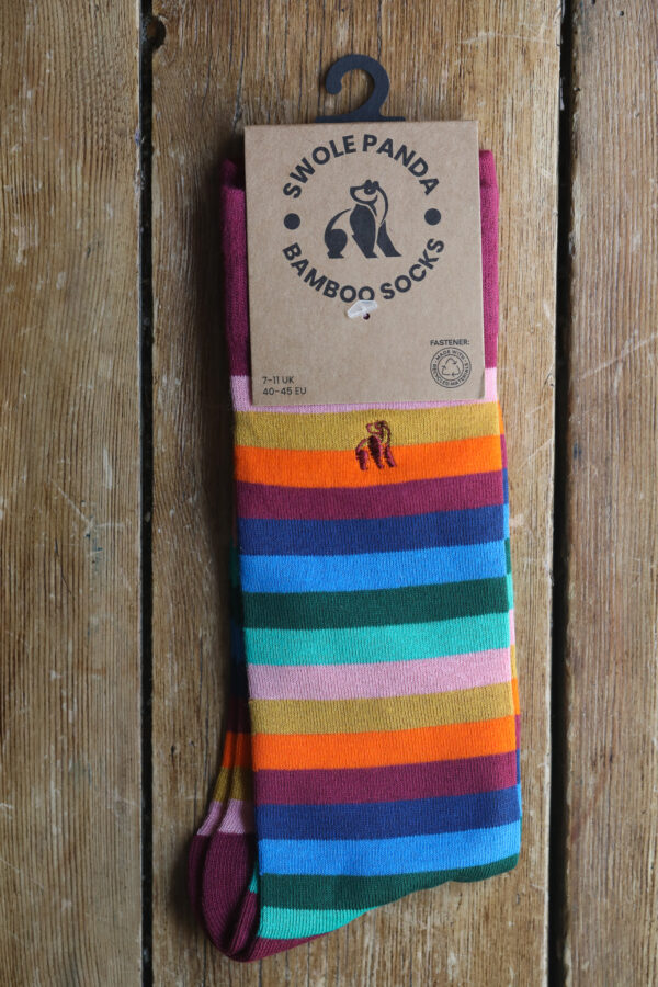 Swole Panda Bamboo Socks - Multi Fine Striped