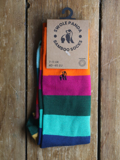 Swole Panda Bamboo Socks - Multi Bold Stripe