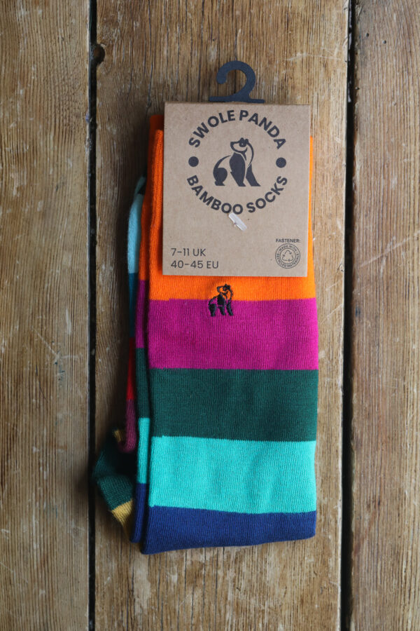 Swole Panda Bamboo Socks - Multi Bold Stripe