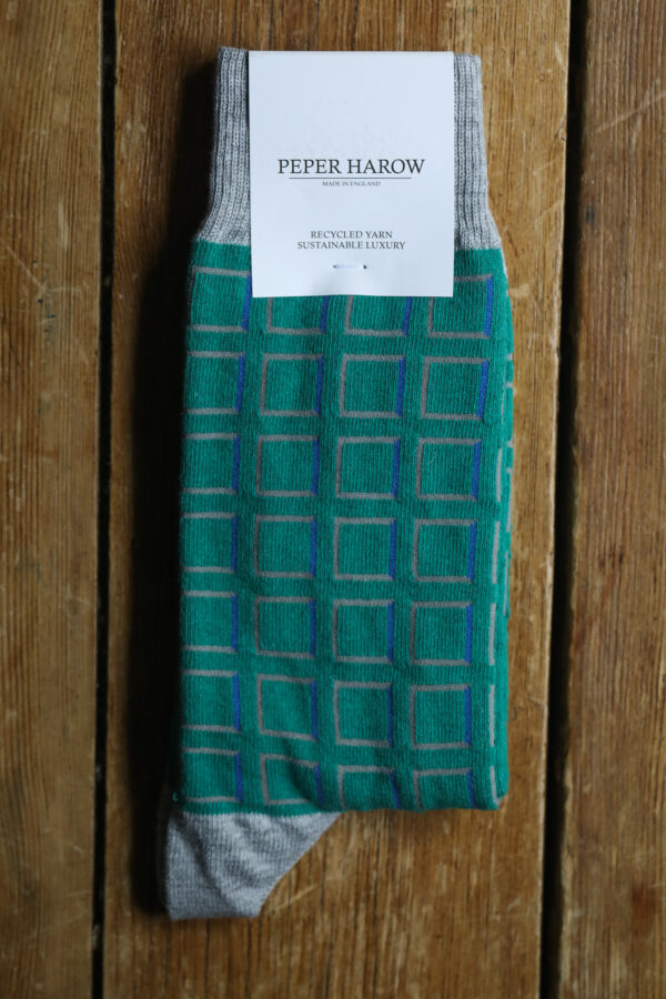 Peper Harow Luxury Socks - Cube Teal