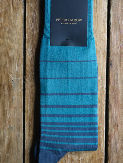 Peper Harow Luxury Socks - Retro Stripe Green