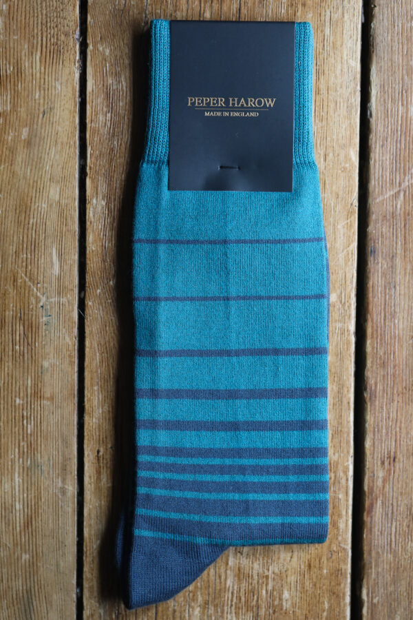 Peper Harow Luxury Socks - Retro Stripe Green
