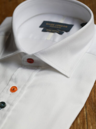 Guide London Shirt - White Multi Coloured Buttons