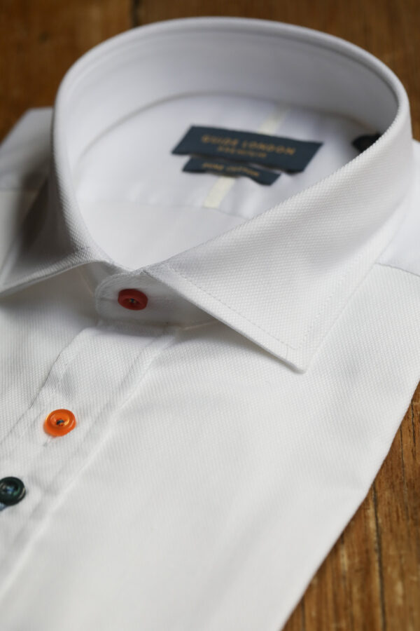 Guide London Shirt - White Multi Coloured Buttons