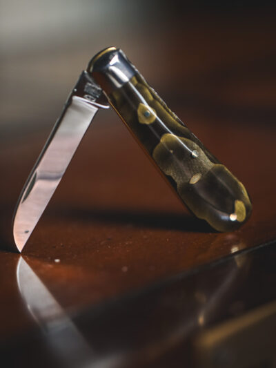Taylor's Eye Witness - Hndmade Lambfoot Pocket Knife - Green Gold Micarta
