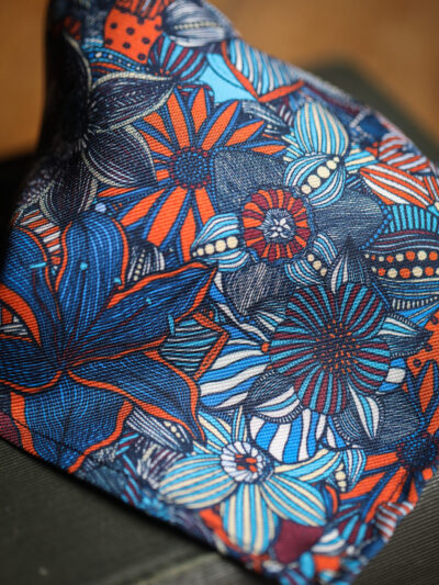 English Printed Silk Pocket Square - Large Floral Print