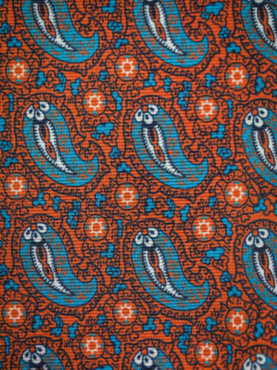 Traditional Silk Cravat - Mid Blue Paisley