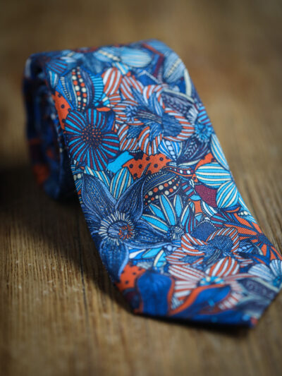 English Printed Silk Tie - Large Floral Print