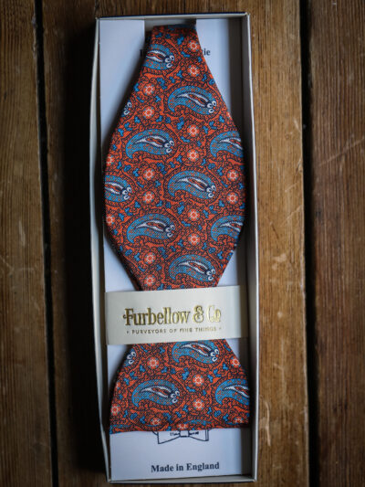 Self-Tie Silk Bow Tie - Mid Blue Paisley