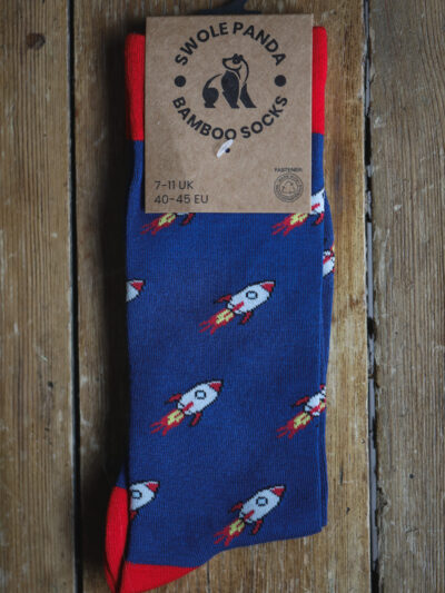 Swole Panda Bamboo Socks - Rocket Ship