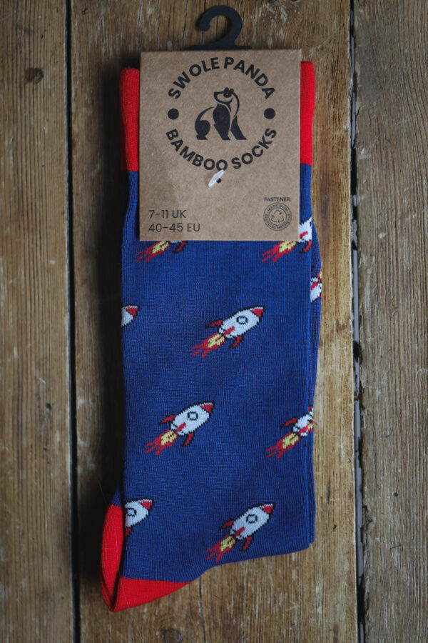 Swole Panda Bamboo Socks - Rocket Ship