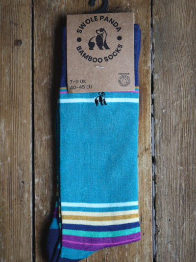 Swole Panda Bamboo Socks - Green Multi Stripe