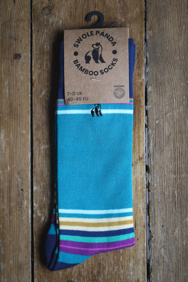 Swole Panda Bamboo Socks - Green Multi Stripe