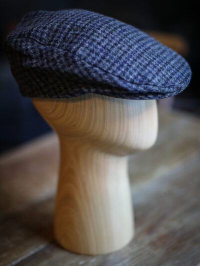 Dents Abraham Moon - Dogtooth Check Tweed Flat Cap Graphite