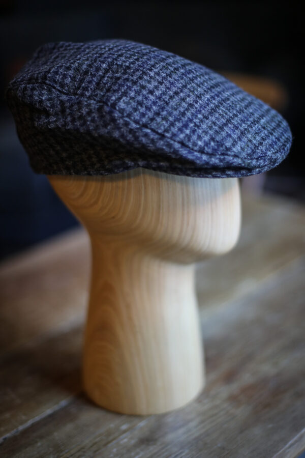 Dents Abraham Moon - Dogtooth Check Tweed Flat Cap Graphite