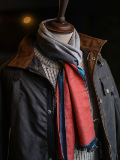 Swole Panda Bamboo Scarf - Orange, Blue & Grey Stripe