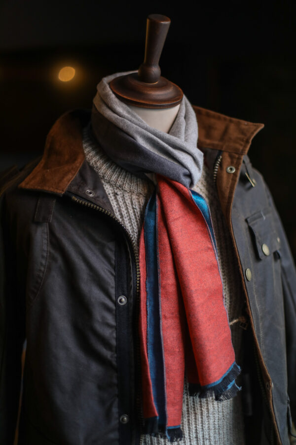 Swole Panda Bamboo Scarf - Orange, Blue & Grey Stripe