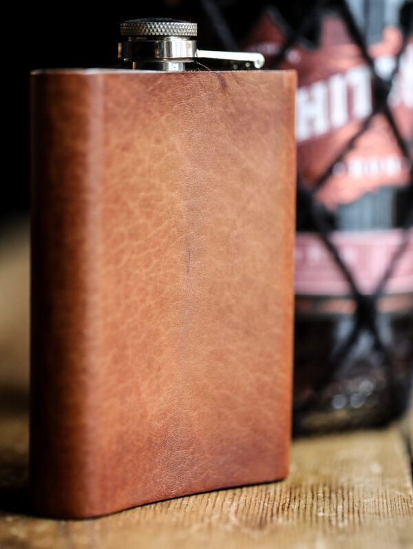 Antique Leather Hip Flask - 8oz