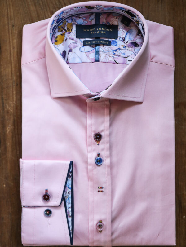 Guide London Shirt - Pink with Colour Detail - Image 4