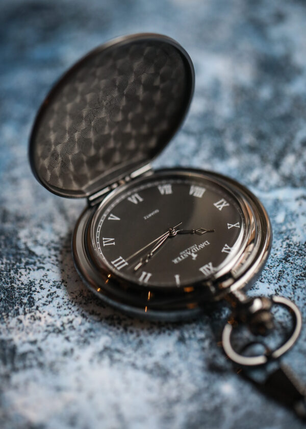 David Aster - Gun Metal Brushed Quartz Full Hunter Pocket Watch - Image 3