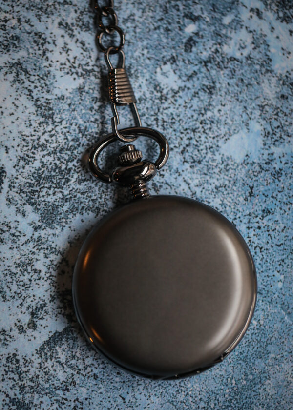 David Aster - Gun Metal Brushed Quartz Full Hunter Pocket Watch - Image 4