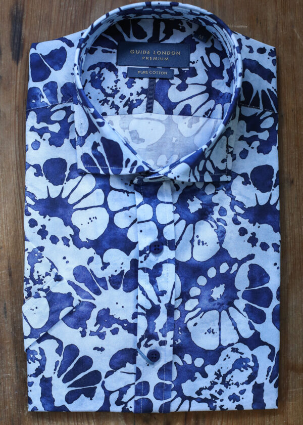 Guide London Short Sleeve Shirt - Navy Bold Flower - Image 2